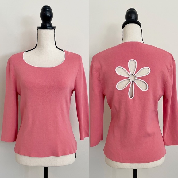 Vintage Tops - Vintage 90s Floral Cutout Ribbed Top